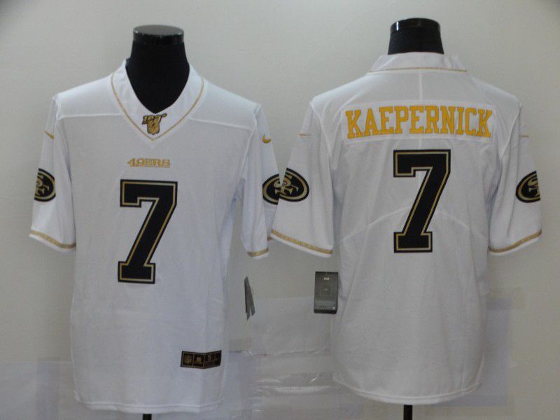 Men San Francisco 49ers #7 Kaepernick White Retro gold lettering Nike NFL Jersey->oakland raiders->NFL Jersey